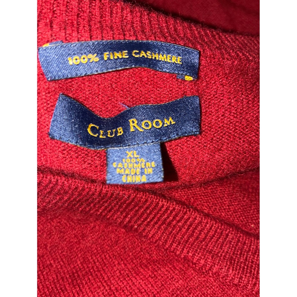 Club Room Mens 100% Fine Cashmere V-Neck Sweater Burgundy red XL - Picture 4 of 12
